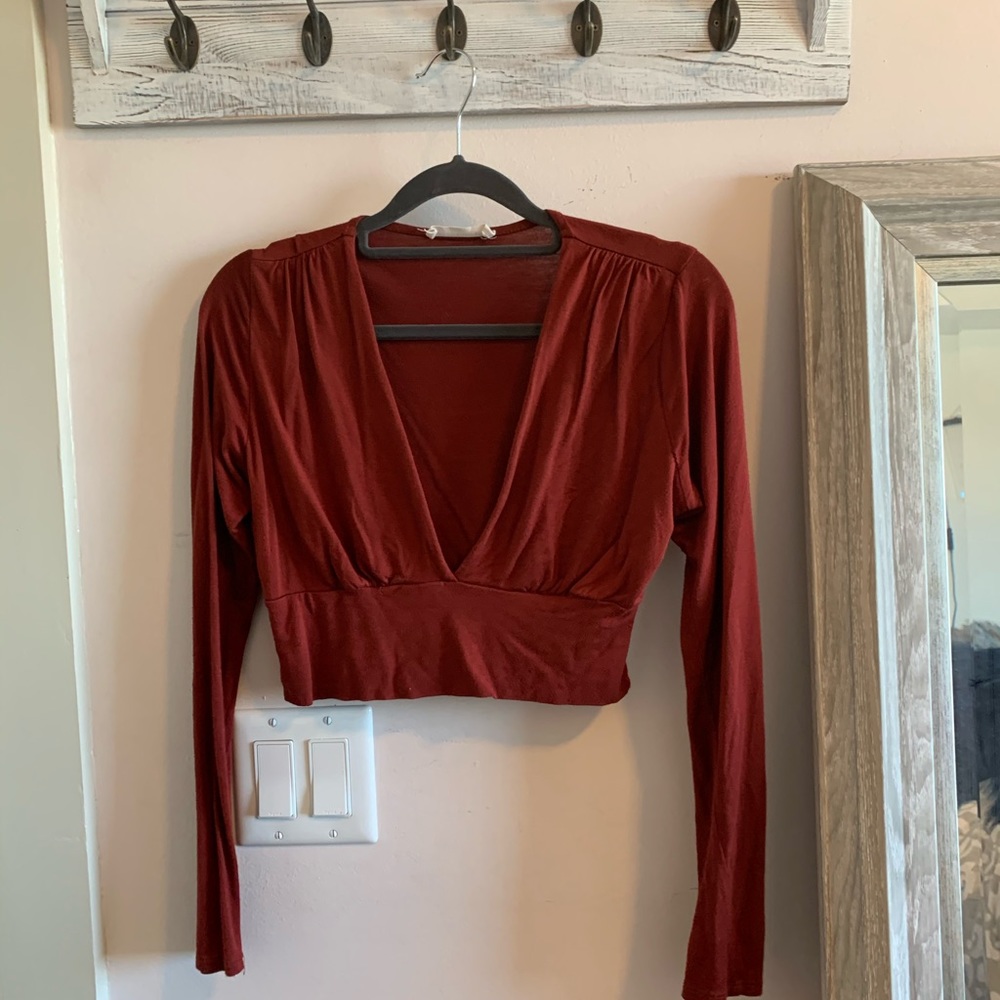 Rust deep v crop top